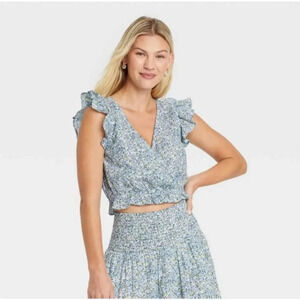Universal Thread Women's Flutter Sleeveless Cropped Wrap Top Size XXL